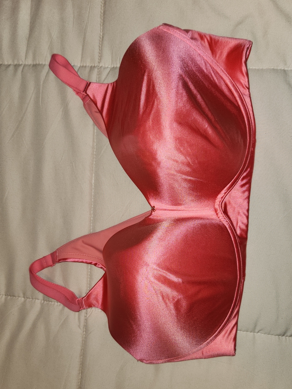 Cacique Smooth Satin T-Shirt Bra in Coral